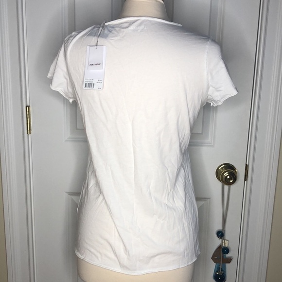 Zadig & Voltaire Tunisian MC Skull Camo Crystal White Tee Medium - Picture 5 of 7